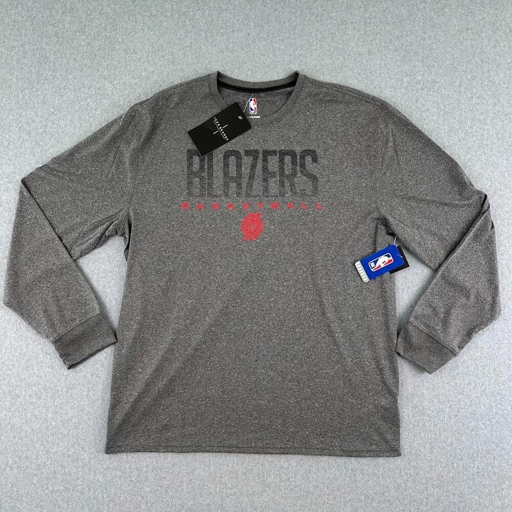 NBA Portland Trail‎ Blazers NWT Crew Neck T Shirt Long Sleeve Men XXL Logo Grey